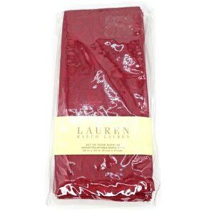 Ralph Lauren Set of 4 Cloth Napkins Holiday Dressage Red Paisley 20"x20" New